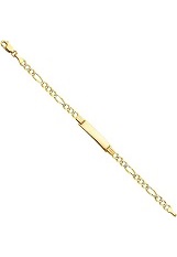 nice 14k polished yellow gold white pave figaro id baby bracelet